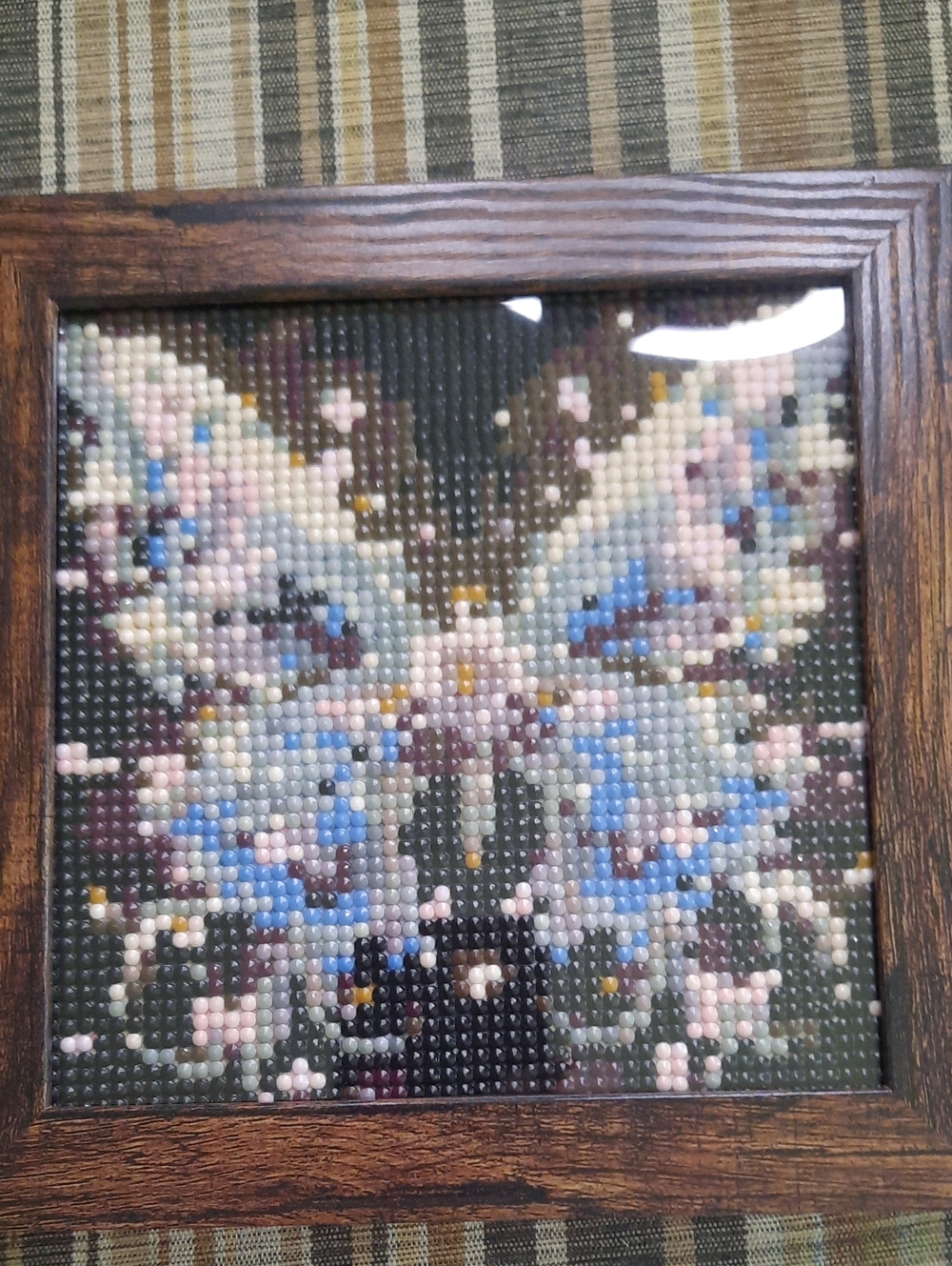 Framed Blue & Pastel Butterfly Bead Art - Home Art